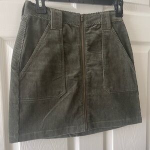 Hollister green corduroy high-waisted skirt